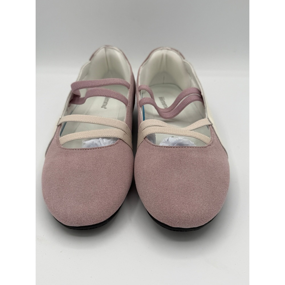 iiimmu Womens Ballet Sneakers Pink White Elastic Strap Slip On Flats Size 9